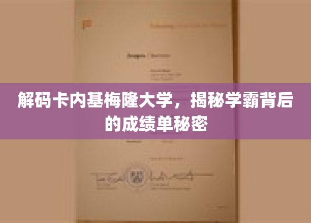 破解精英学府的学霸密码，卡内基梅隆大学背后的成绩奥秘