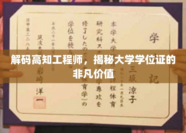 揭秘学位证背后的高知工程师潜能，大学教育的无形力量